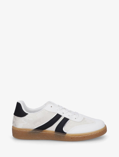 Sneakers bimatière imprimé roses - Blanc - 1