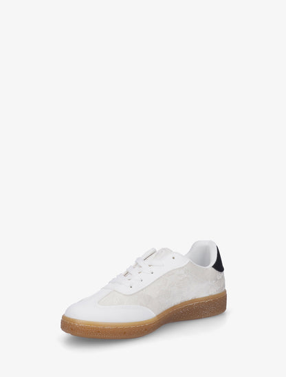 Sneakers bimatière imprimé roses - Blanc - 3