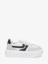 Sneakers bimatière à plateforme striée - Blanc - 1