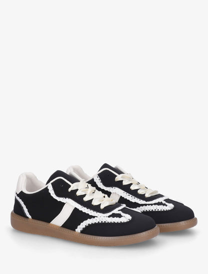 Sneakers en suédine à détail crochet - Noir - 4