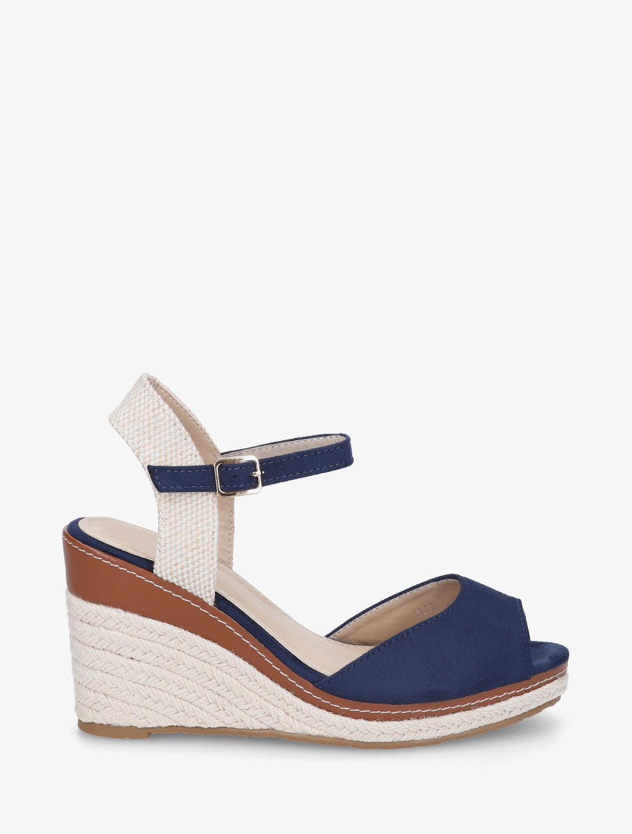 Sandales compensées style espadrille - Marine - 1