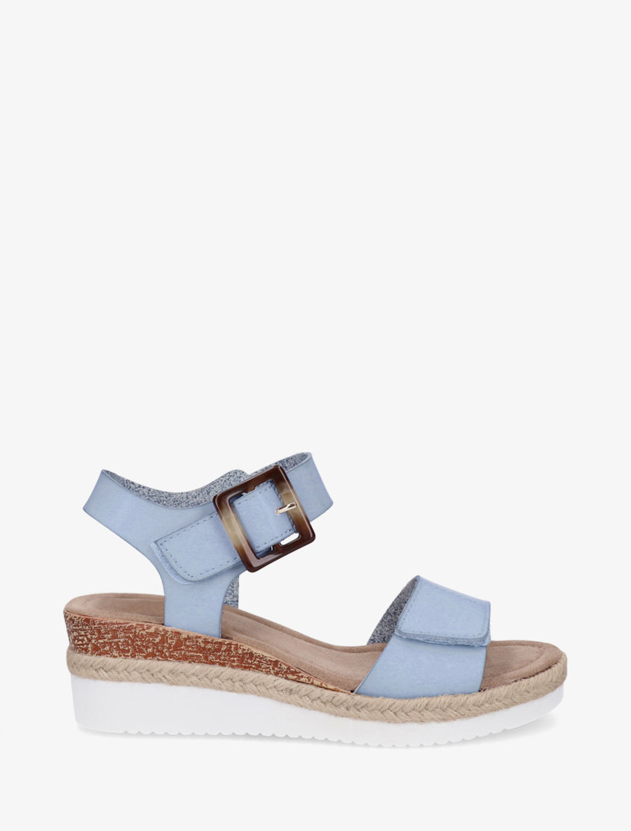 Sandales à scratch en simili - Bleu ciel - 1