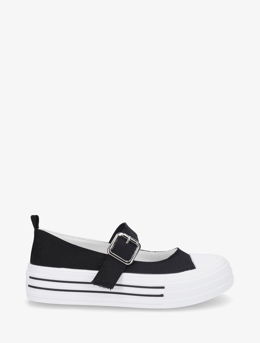 Ballerines style baskets à scratch - Noir - 1