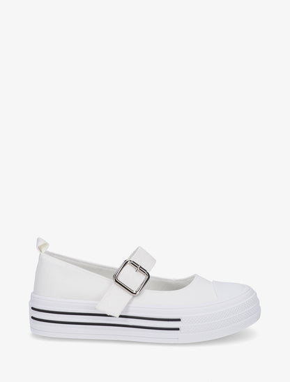 Ballerines style baskets à scratch - Blanc - 1