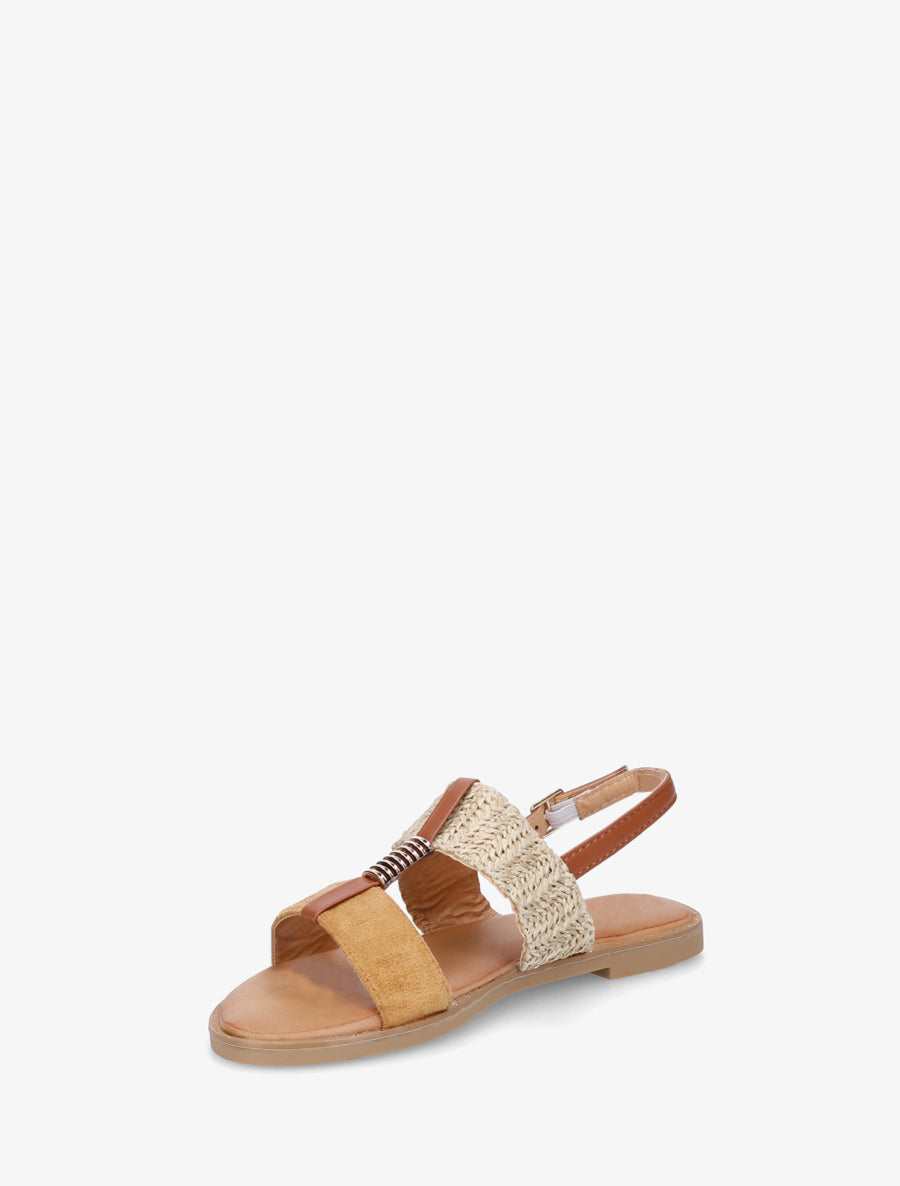 Nu-pieds à bijou métallique - Camel - 3