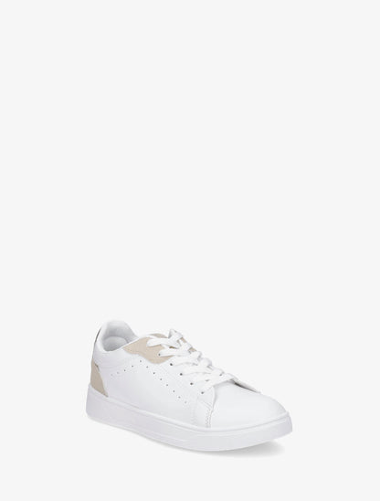 Sneakers en simili à détail suédine et irisé - Beige - 2