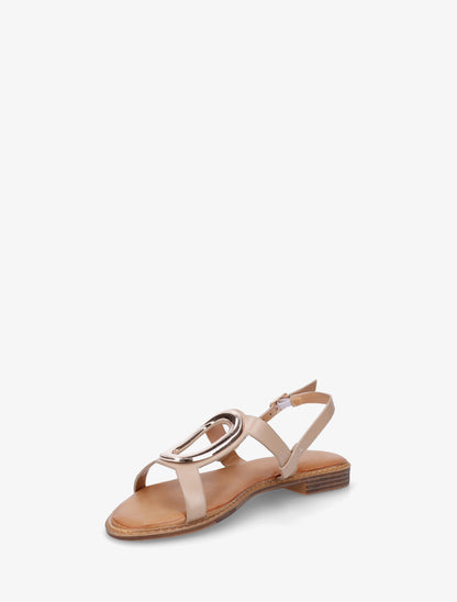 Nu-pieds à bijou métallique doré - Taupe - 3