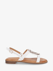 Nu-pieds à bijou métallique doré - Blanc - 1