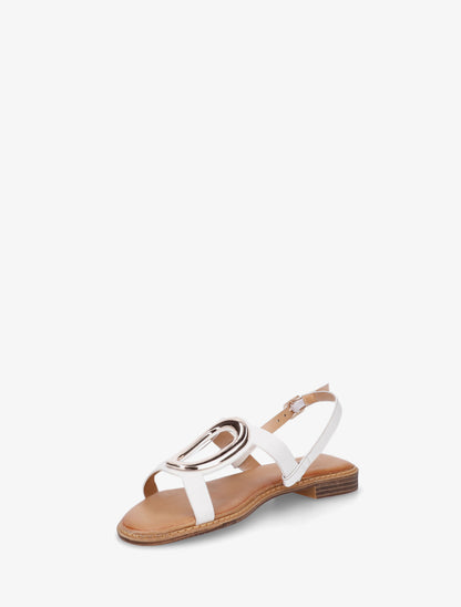 Nu-pieds à bijou métallique doré - Blanc - 3