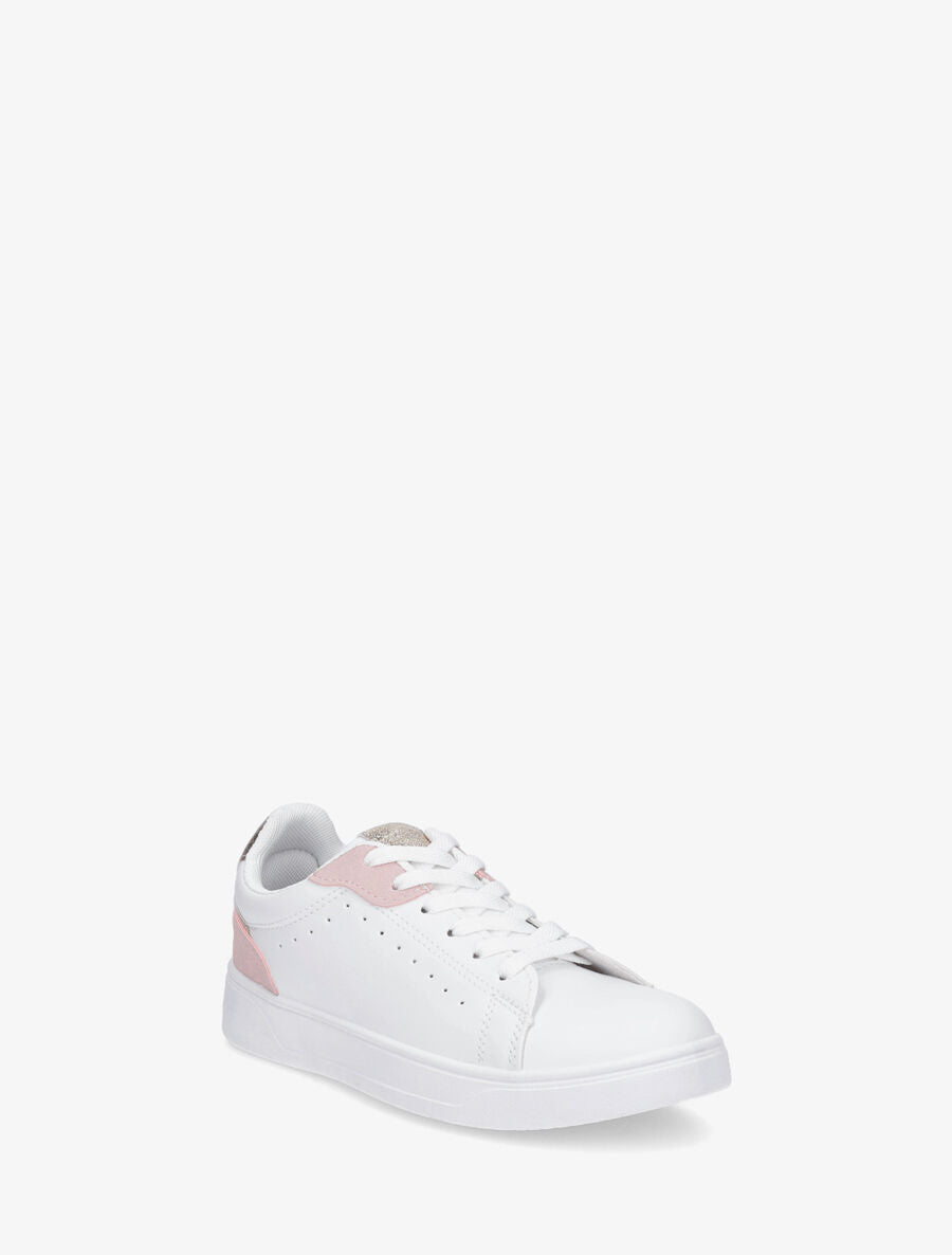 Sneakers en simili à détail suédine et irisé - Rose - 2