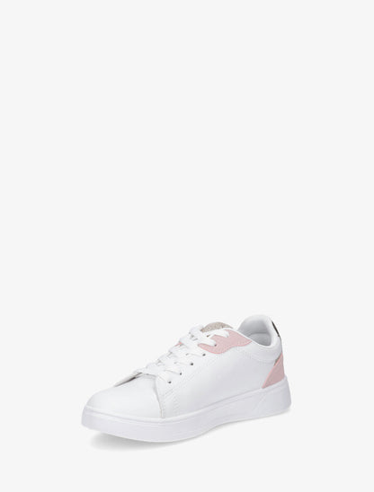 Sneakers en simili à détail suédine et irisé - Rose - 3