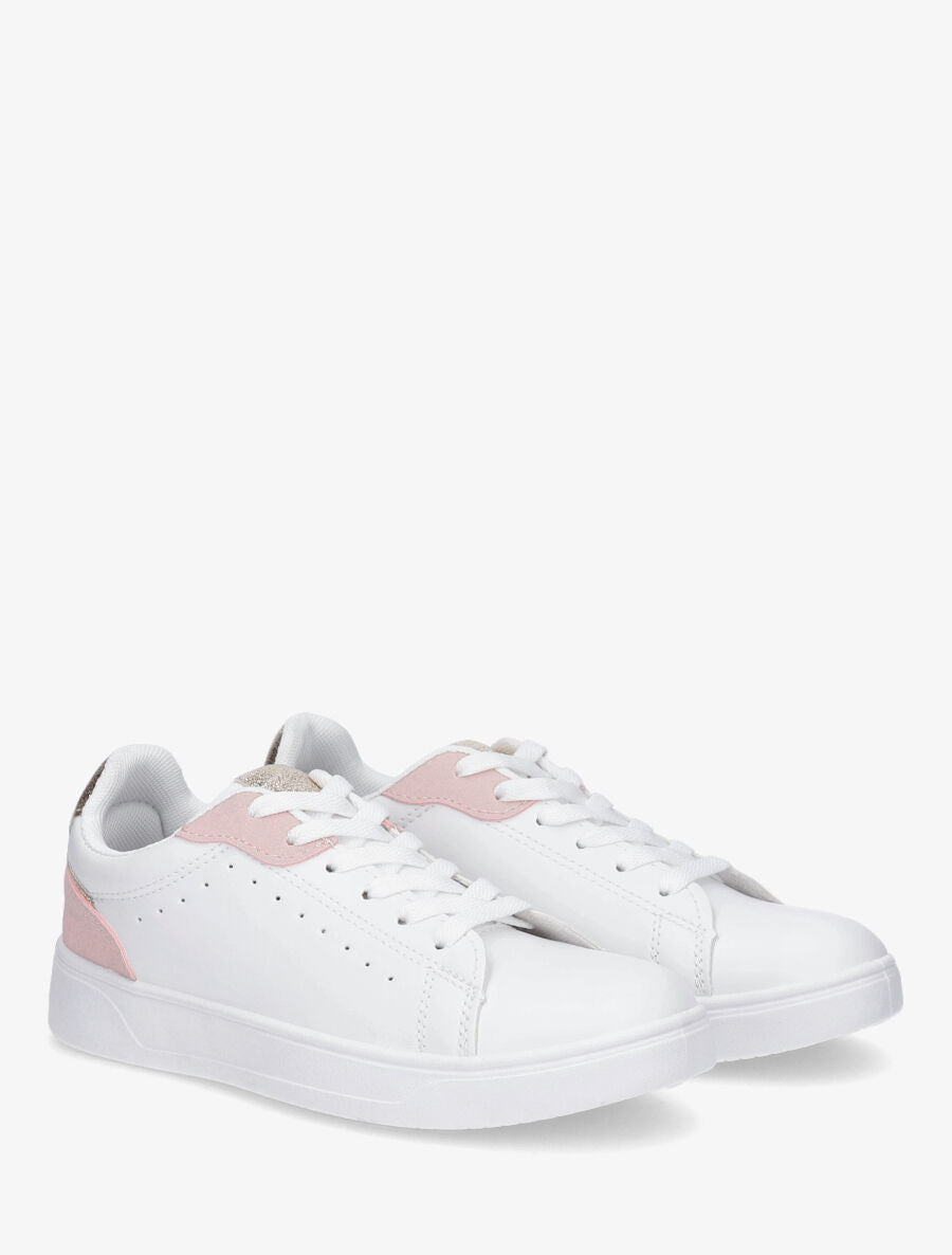 Sneakers en simili à détail suédine et irisé - Rose - 4