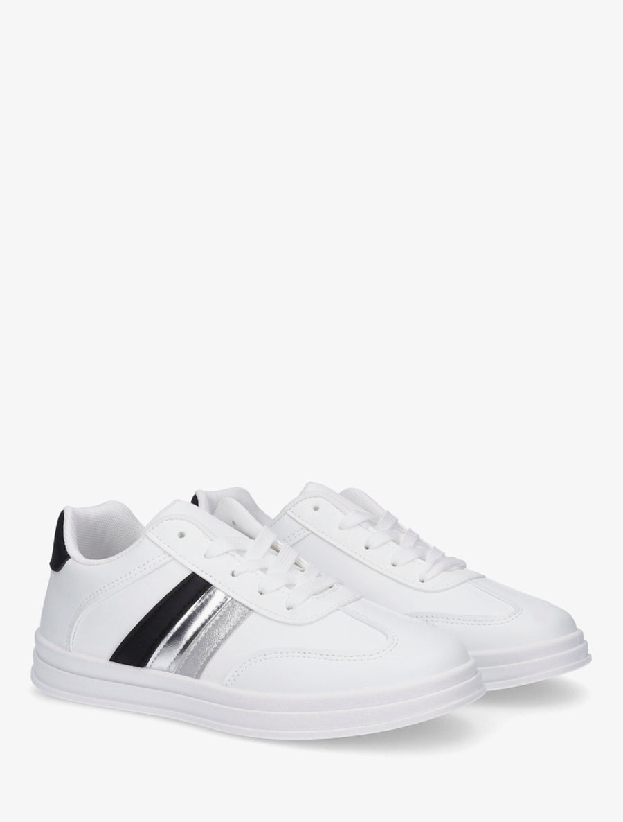 Tennis en simili à bandes contrastantes - Blanc - 4