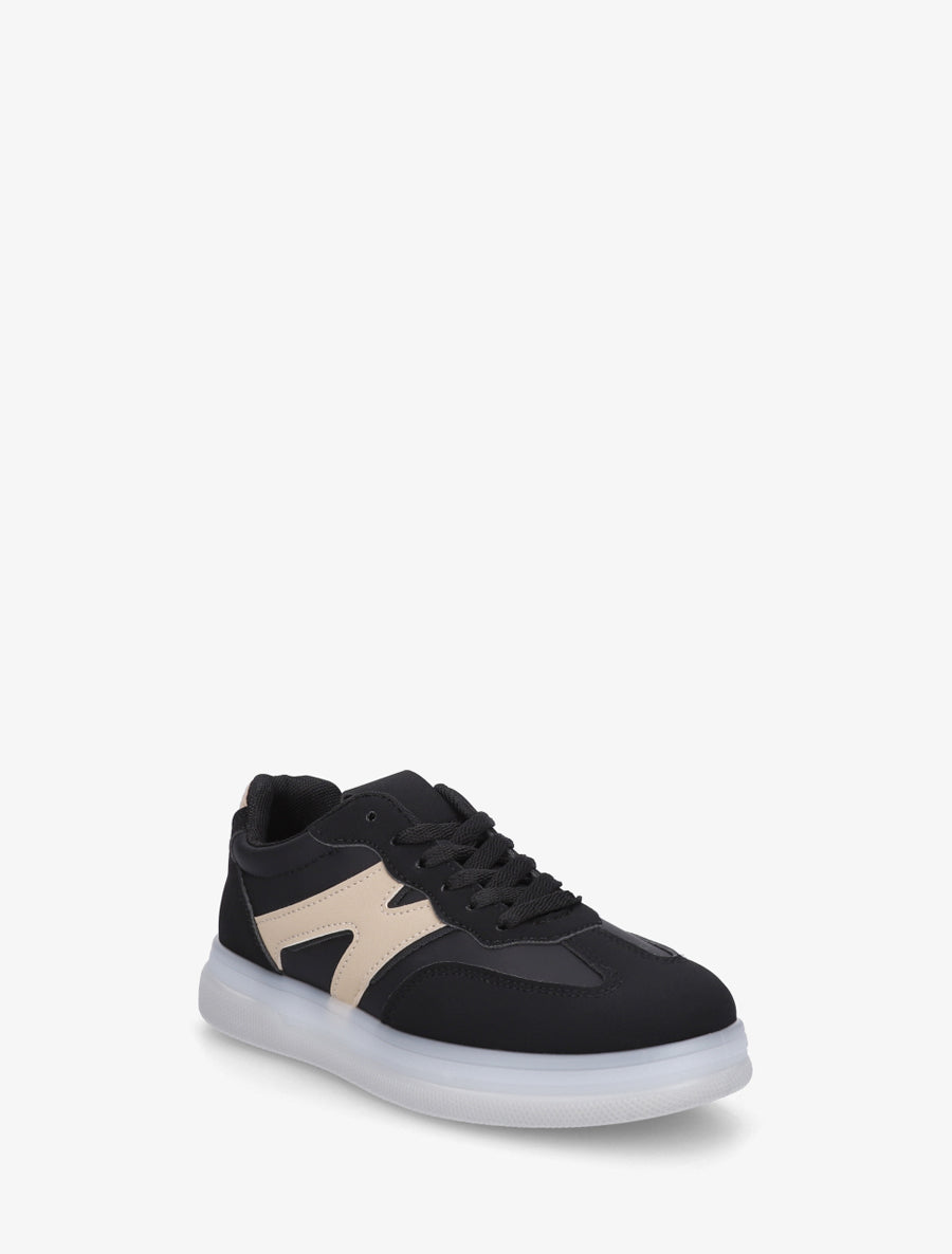 Tennis en simili à empiècement graphique - Noir - 2