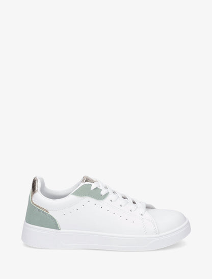 Sneakers en simili à détail suédine et irisé - Vert d&