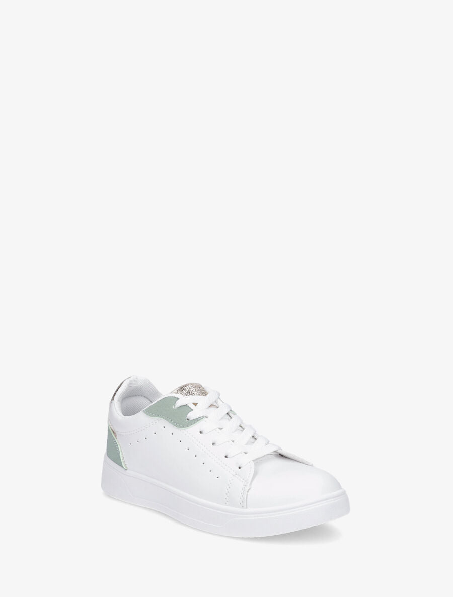 Sneakers en simili à détail suédine et irisé - Vert d&