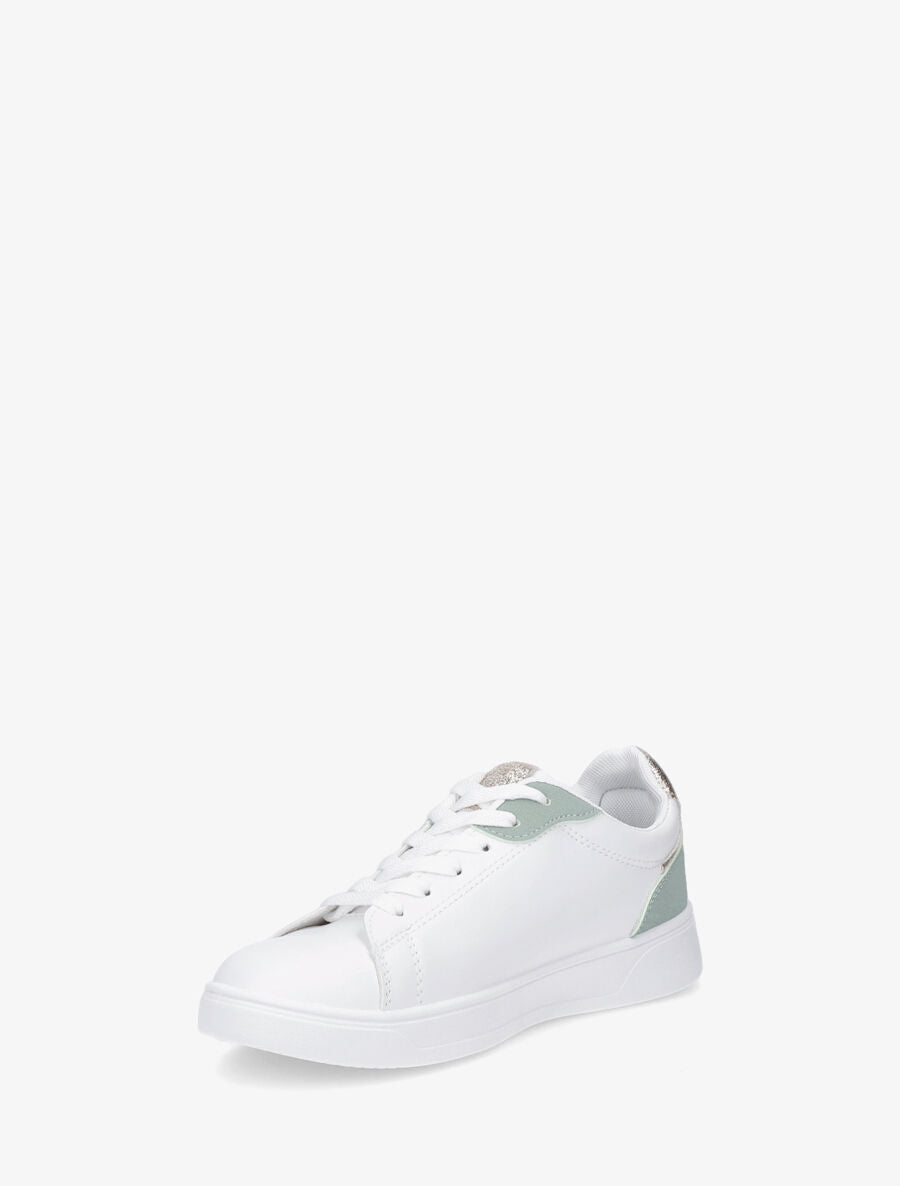 Sneakers en simili à détail suédine et irisé - Vert d&