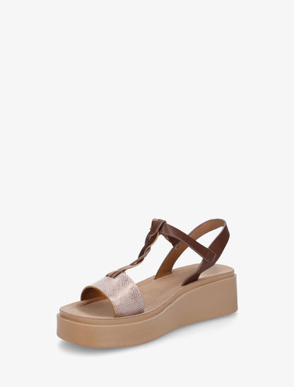 Sandales compenées à brides croisées - Marron - 3