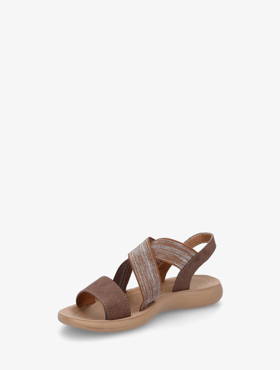Nu-pieds à brides croisées élastiquées - Marron - 3