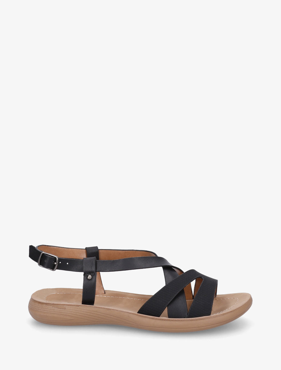 Nu-pieds à brides croisées en simili - Noir - 1