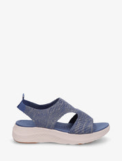 Sandales élastiquées en tissu irisé - Bleu foncé - 1