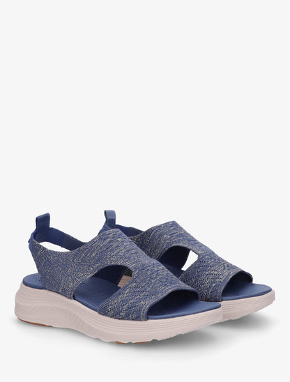 Sandales élastiquées en tissu irisé - Bleu foncé - 4