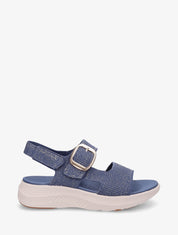 Sandales en tissu irisé à boucle et scratch - Bleu foncé - 1