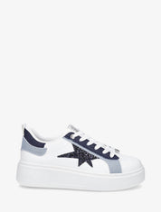 Sneakers en simili à motif étoile pailletée - Bleu - 1