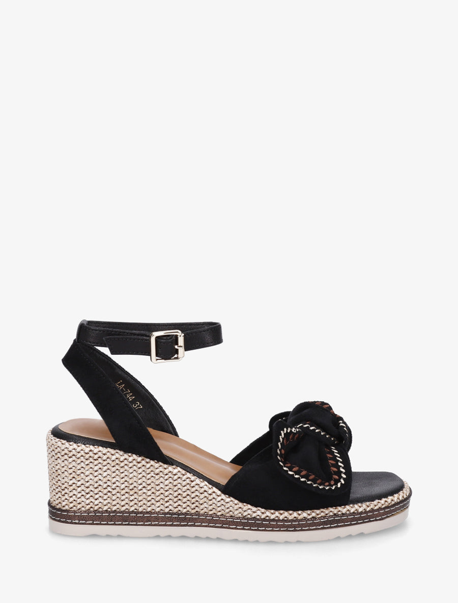 Sandales compensées à noeud - Noir - 1