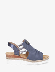 Sandales compensées à médaille rosace - Bleu - 1