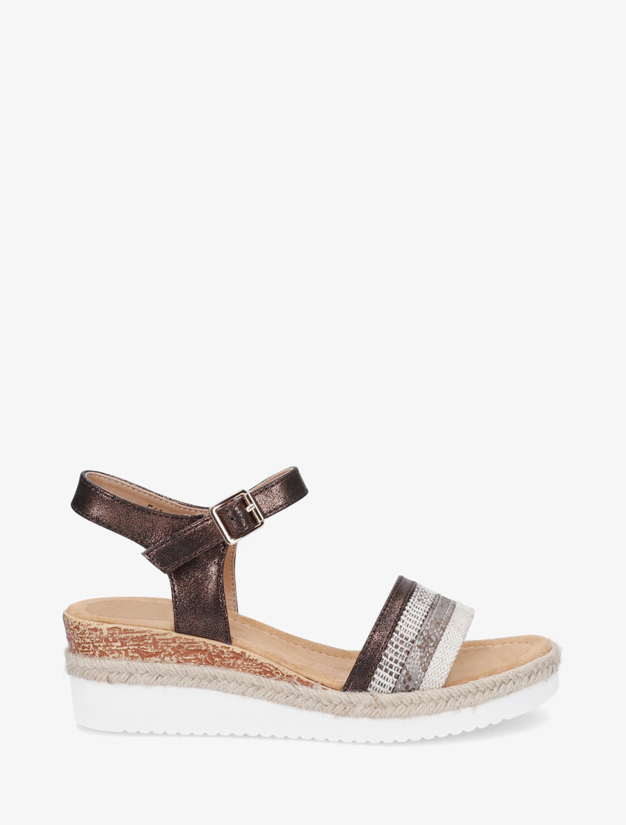 Sandales compensées à bride dépareillées - Marron - 1