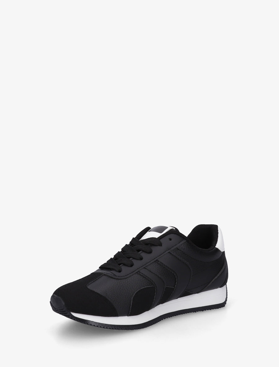 Sneakers à contrefort contrastant et double lacets - Noir - 3