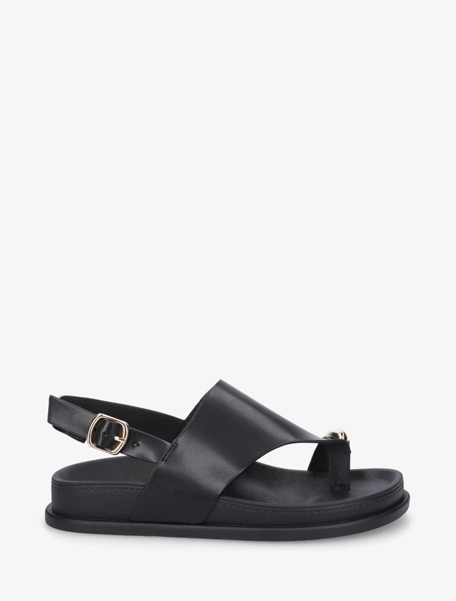 Nu-pieds en simili à empiècement métal - Noir - 1