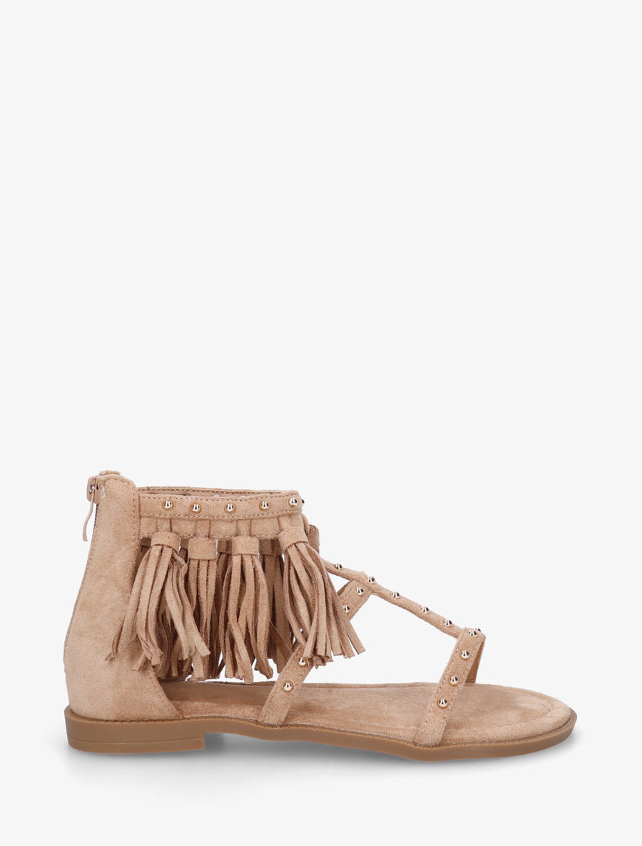 Nu-pieds cloutés à pampilles - Taupe - 1