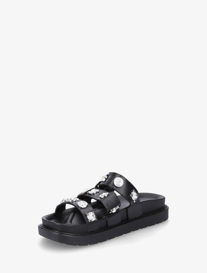 Claquettes en simili à clous fantaisies - Noir - 3