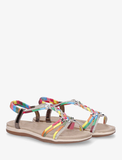 Nu-pieds à brides tressées et strassées - Rose - 4