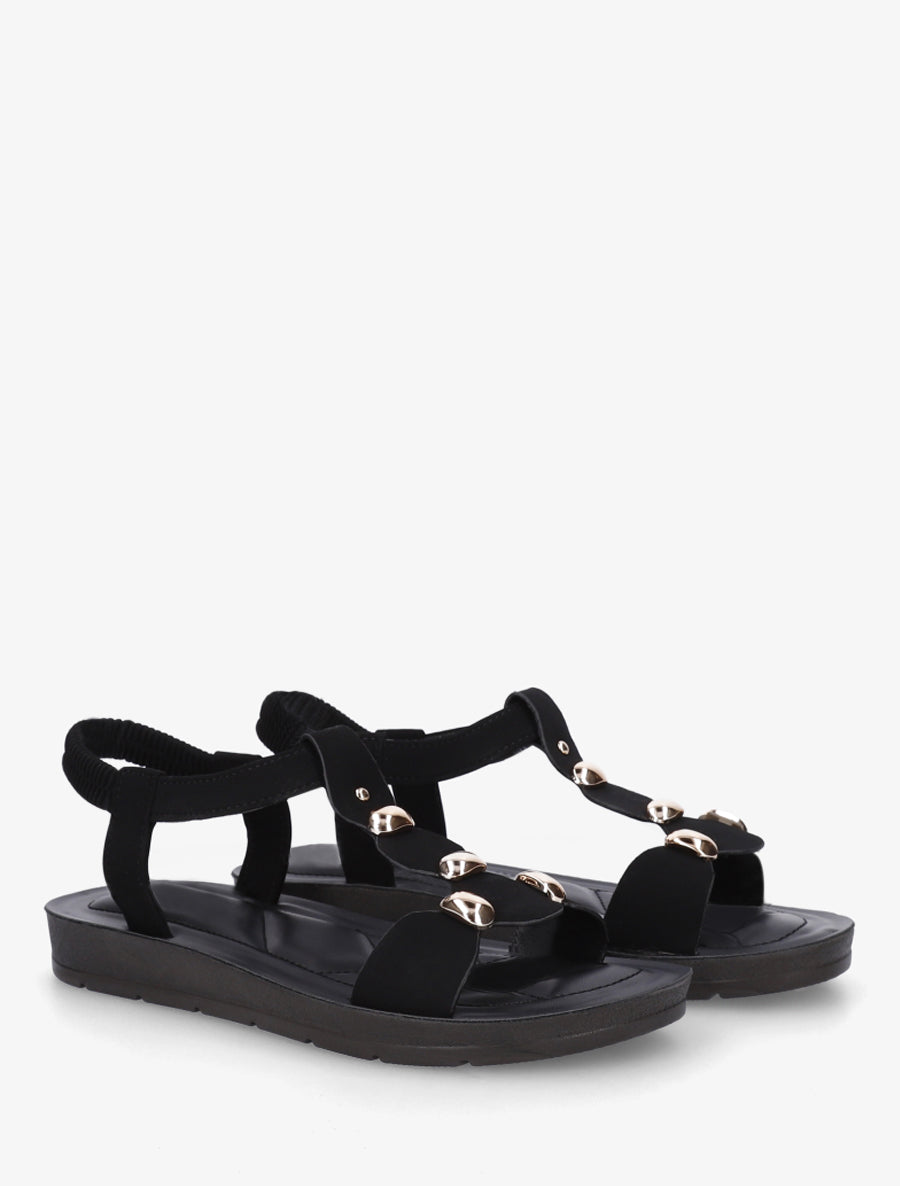 Nu-pieds en simili à tour de cheville élastiquée - Noir - 4