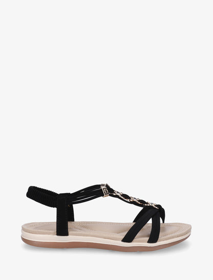 Nu-pieds à empiècement bijoux - Noir - 1