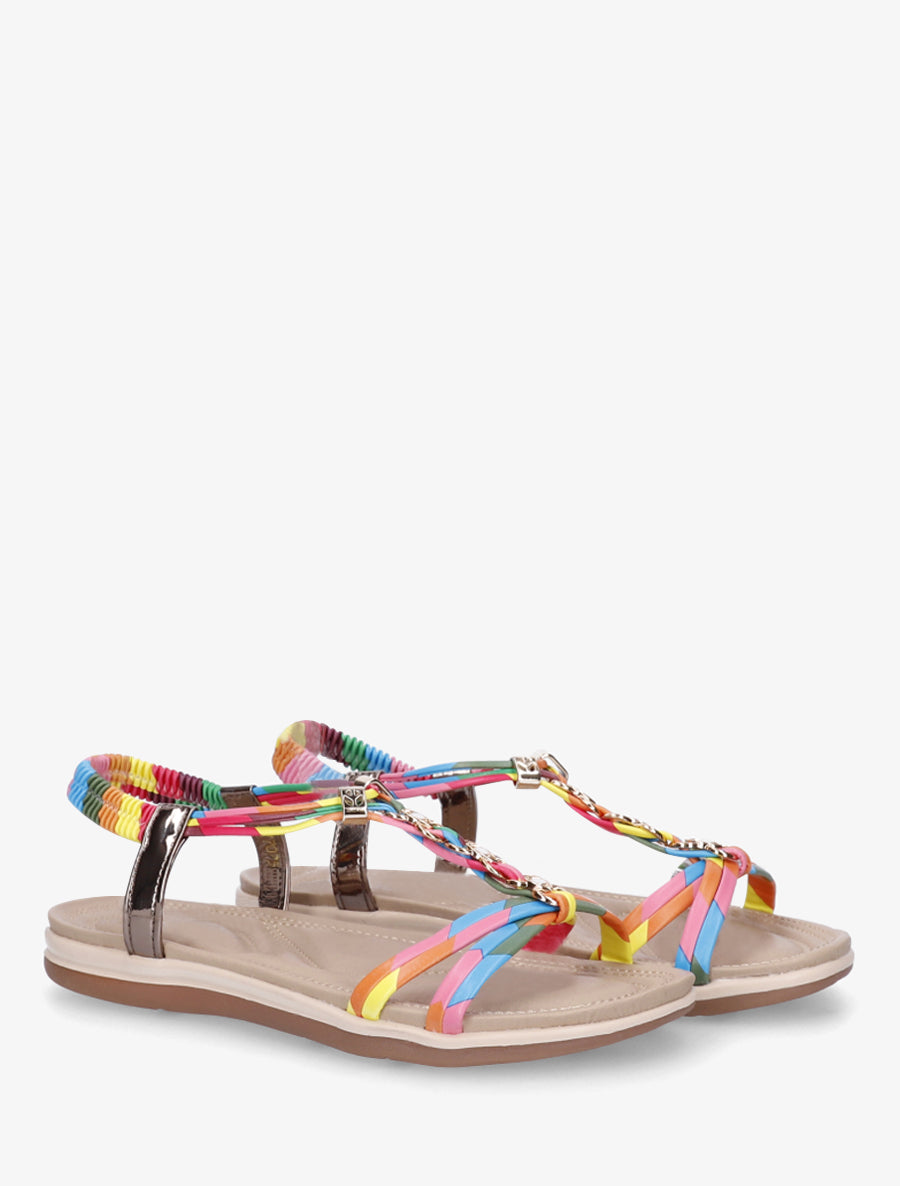 Nu-pieds à empiècement bijoux - Rose - 4