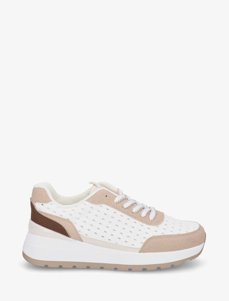 Baskets en simili effet tressé - Taupe - 1