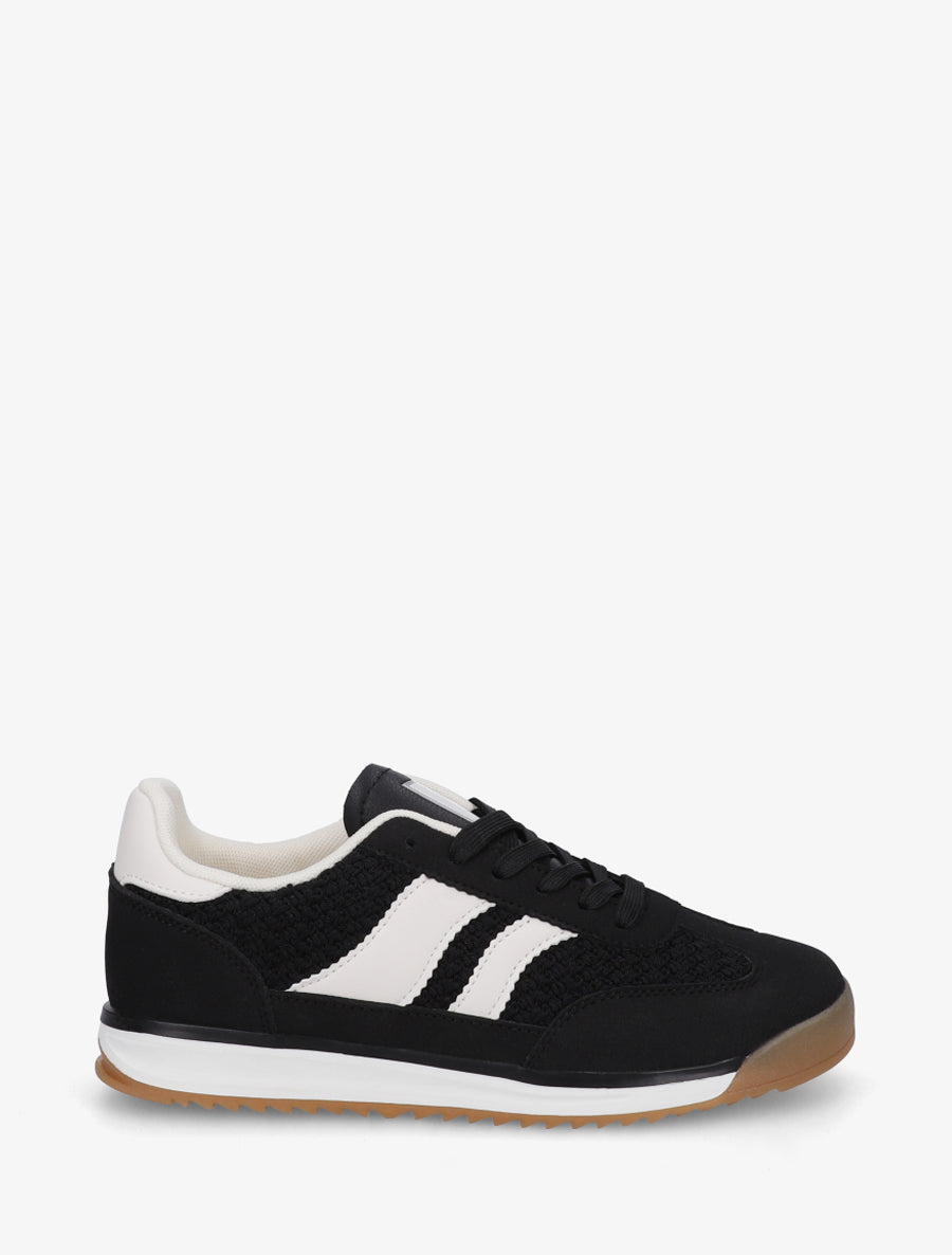 Sneakers à empiècement effet maille et détails contrastants - Noir - 1