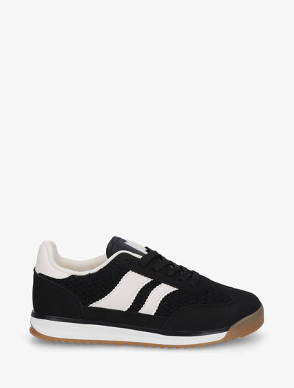 Sneakers à empiècement effet maille et détails contrastants - Noir - 1