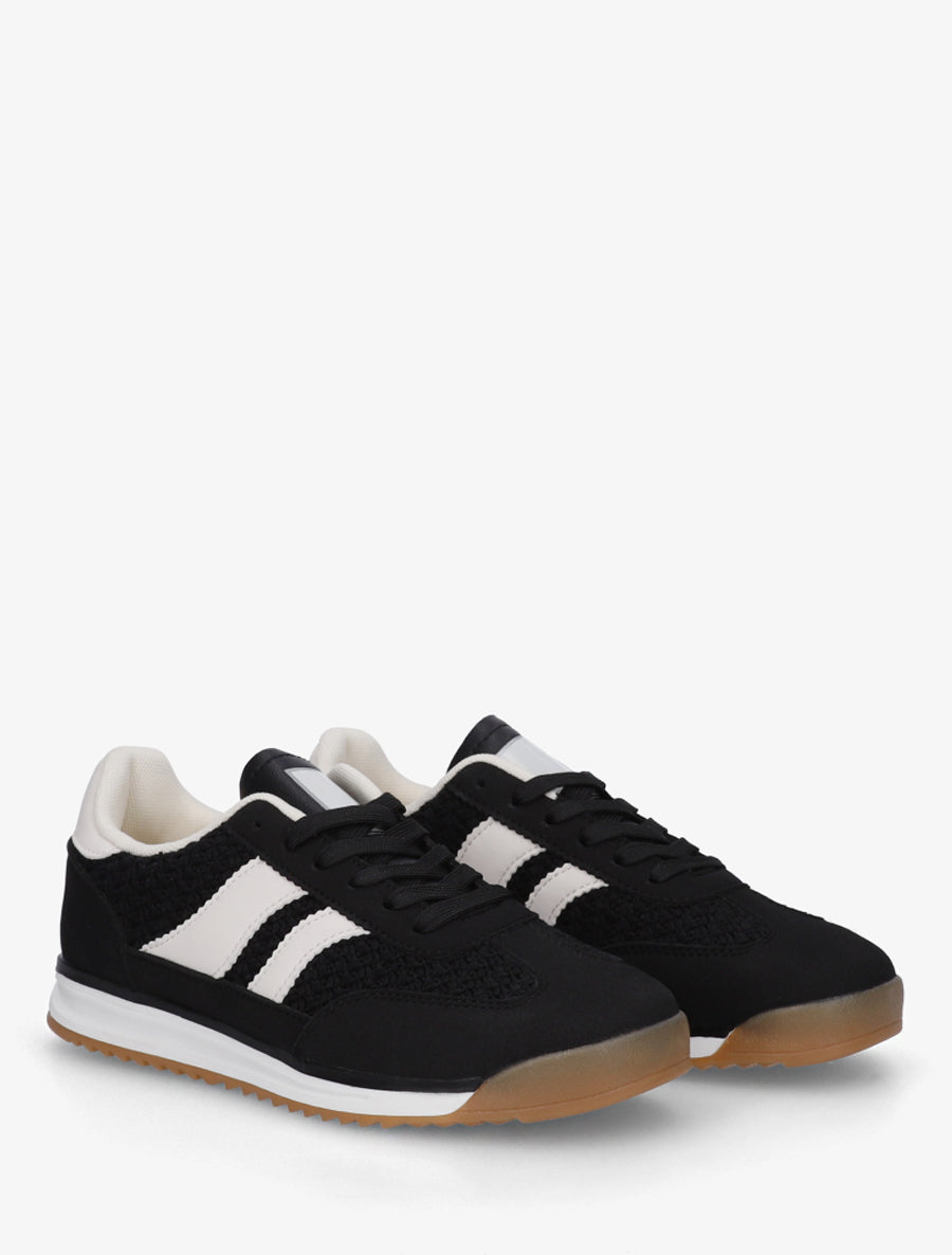 Sneakers à empiècement effet maille et détails contrastants - Noir - 4