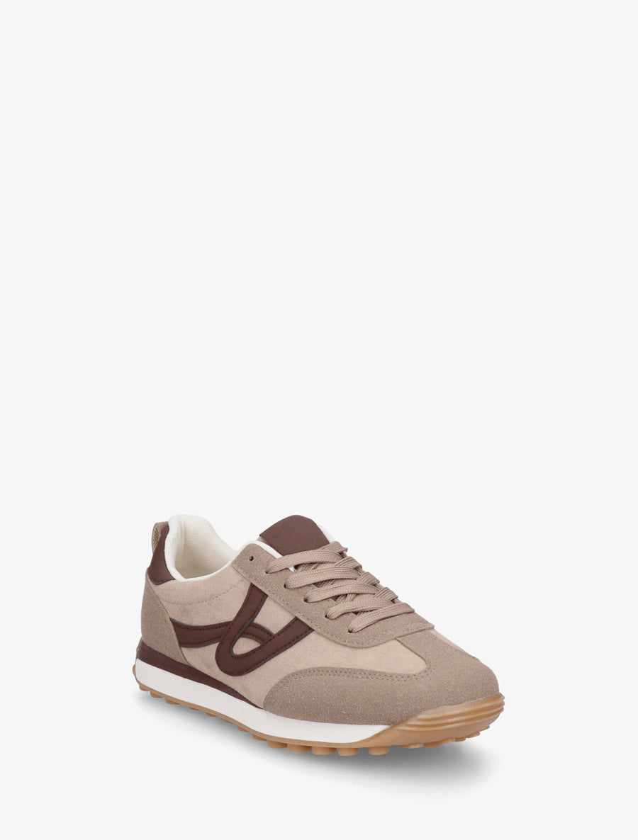 Sneakers en suédine à détails contrastants - Taupe - 2