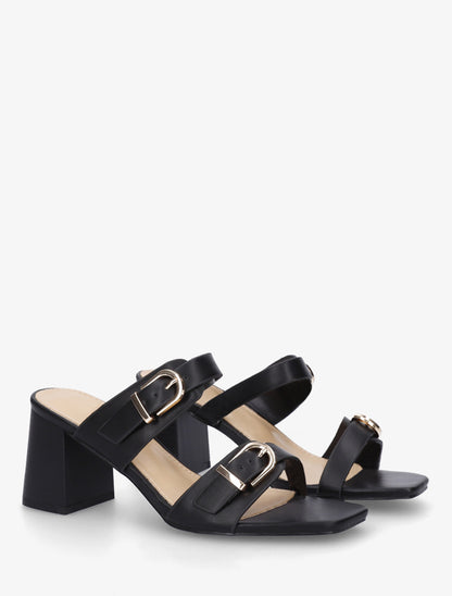 Mules unies à double boucles - Noir - 4