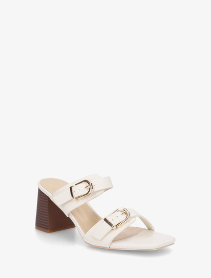 Mules unies à double boucles - Beige - 2