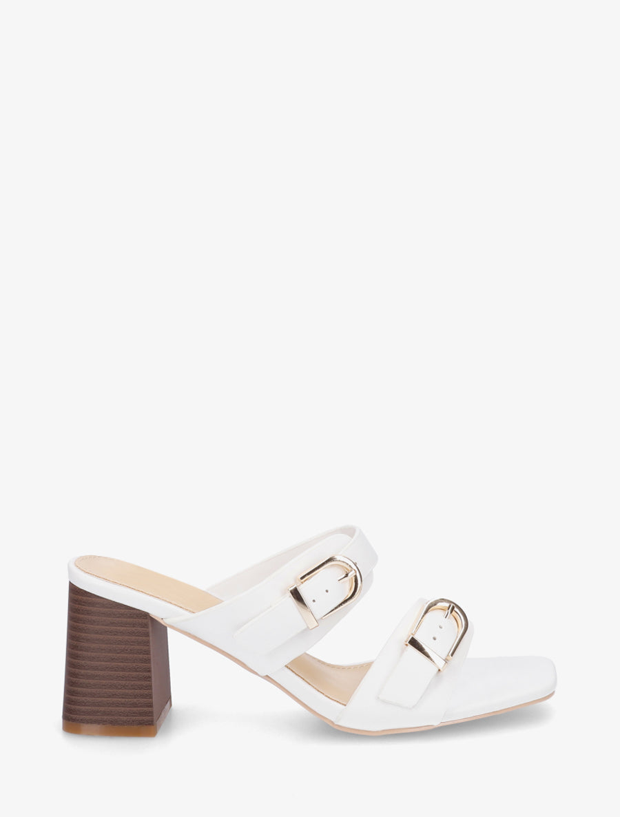 Mules unies à double boucles - Blanc - 1