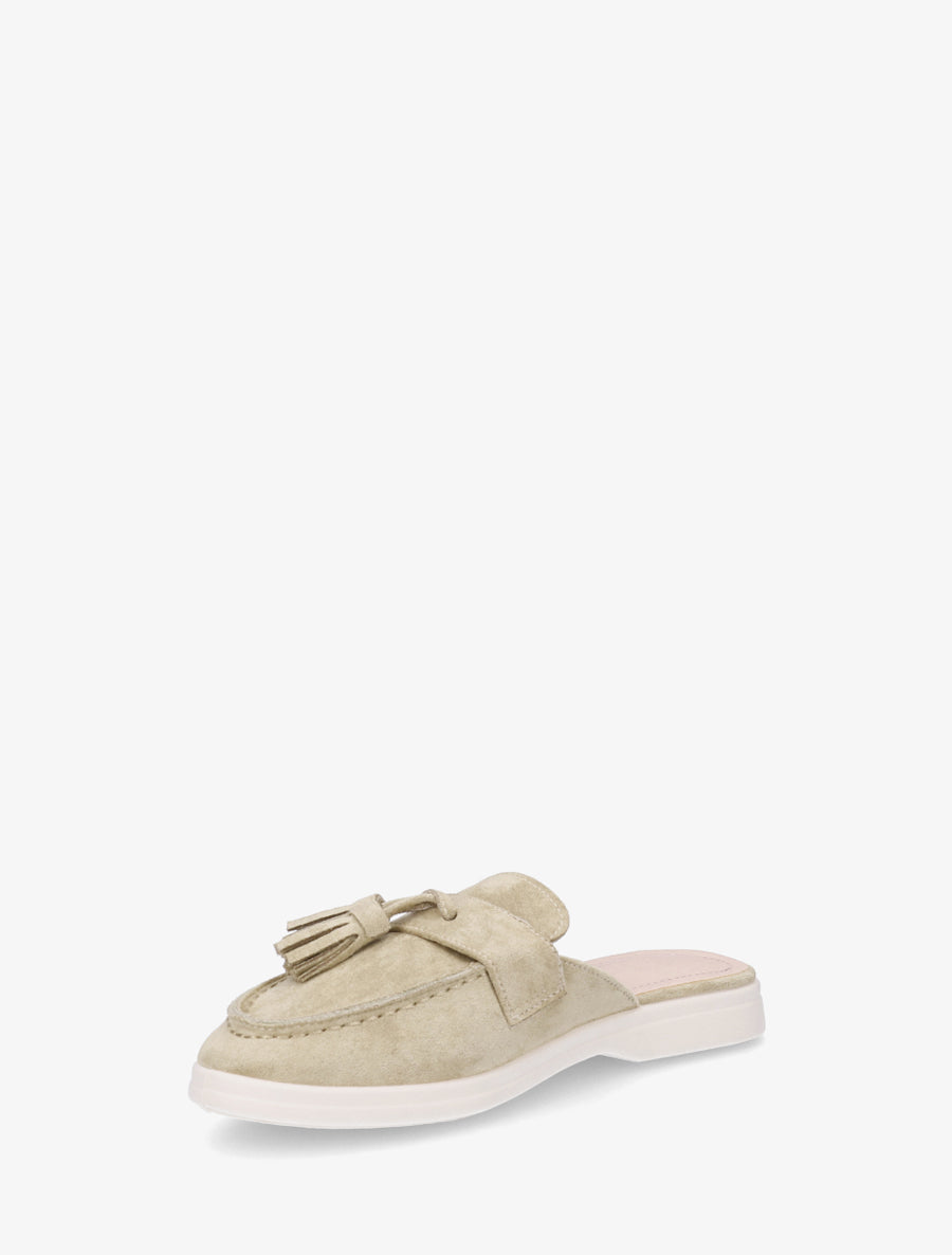 Mules style mocassin à pampilles - Vert olive - 3