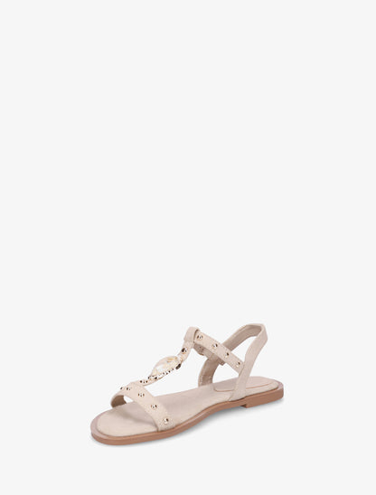 Sandales en suédine à empiècement bijou - Beige - 3