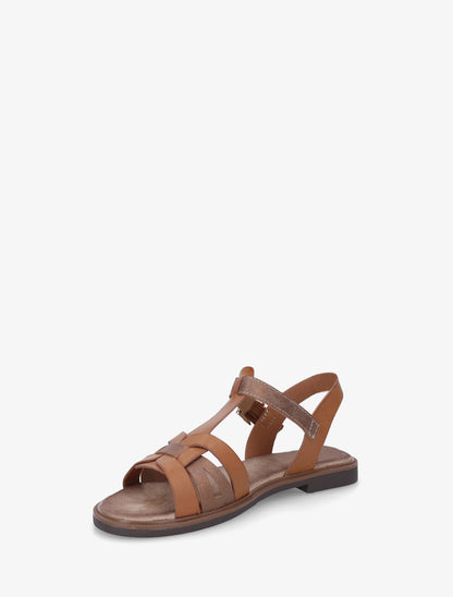 Sandales en simili effet entrelassé - Camel - 3